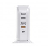 Eleganter USB Multistecker 20W Charging Tower mit Qualcomm QC 3.0 - Weiss