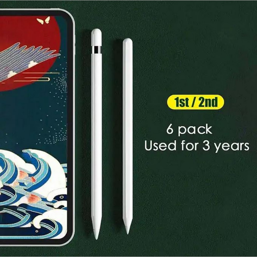 Apple Pencil Ersatz Spitzen Aufsetzer 1te & 2te Generation (6 Stück) - Weiss - Apple Pencil