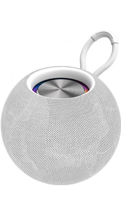 Enceinte Bluetooth 5.0 portable design sphérique étanche IPX6 stéréo sans fil - Blanc