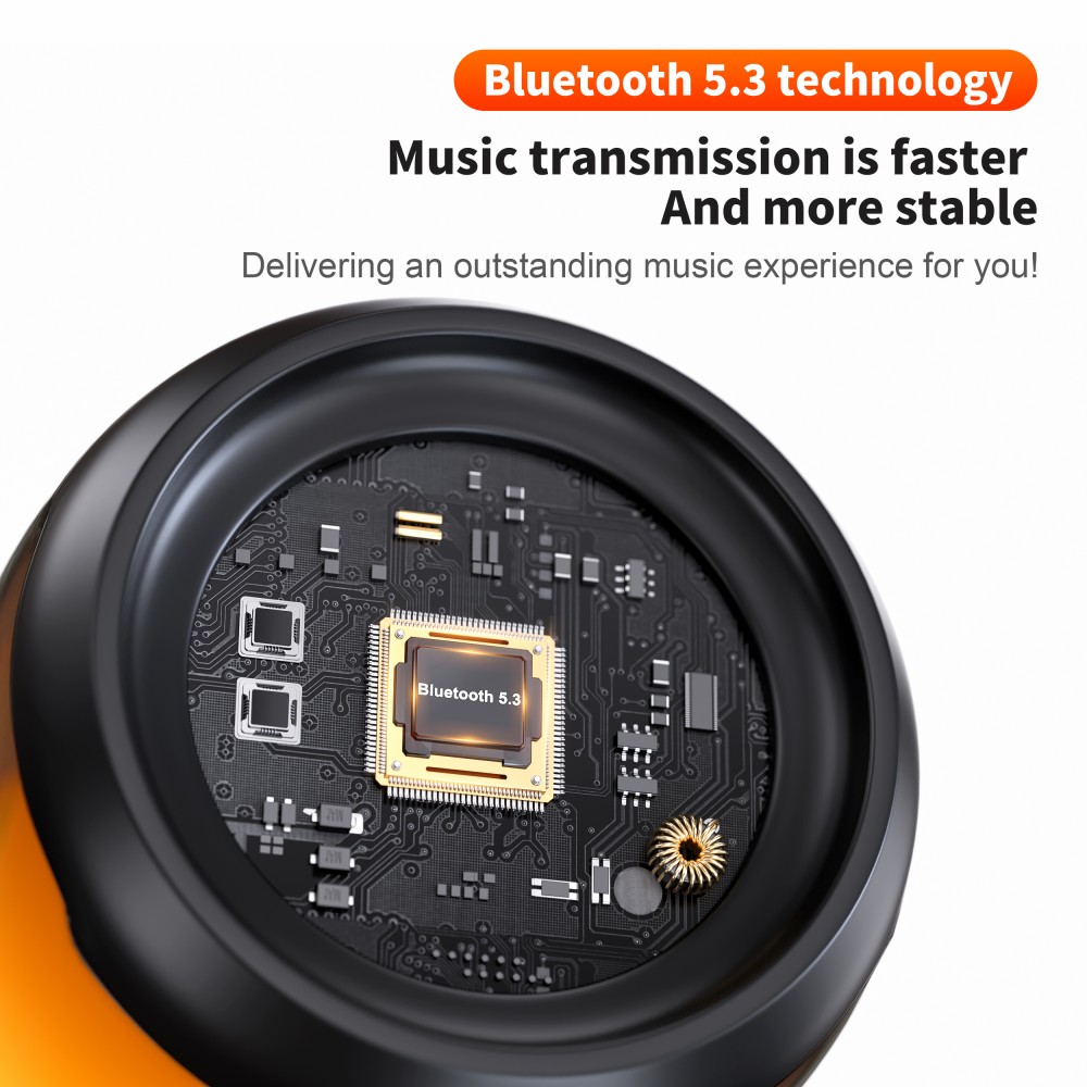 Bluetooth 5.3 Lautsprecher QERE HF22 5W 3D Surround Sound LED Licht IPX5 & USB-C - Schwarz
