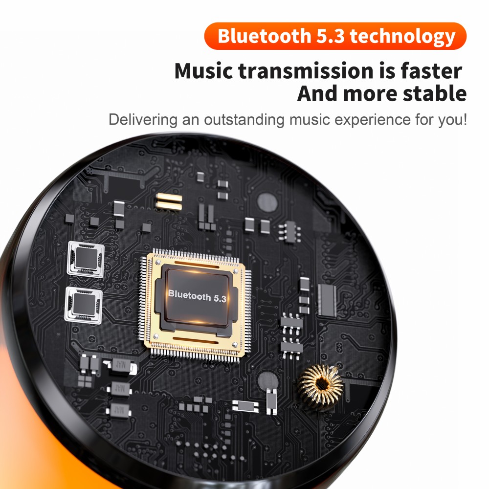 Bluetooth 5.3 Lautsprecher QERE HF33 10W 3D Surround Sound LED Licht IPX5 & USB-C - Schwarz