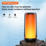 Bluetooth 5.3 Lautsprecher QERE HF33 10W 3D Surround Sound LED Licht IPX5 & USB-C - Schwarz