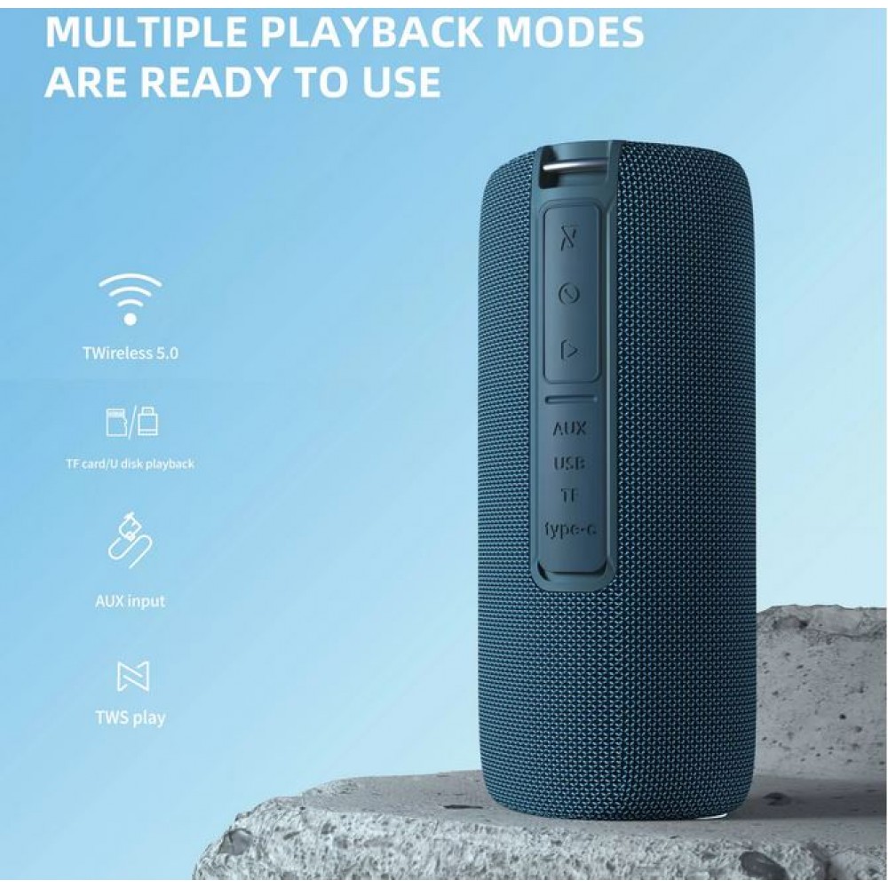 Enceinte Bluetooth TWS HOPESTAR 10W Stereo Bass LED haut-parleur sans fil - Camouflage