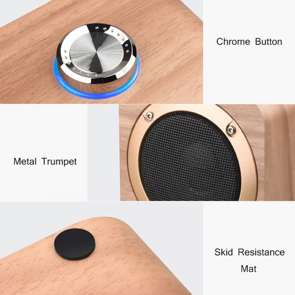 Haut-parleur sans fil Bluetooth 4.2 en design wood-look 5W 1+1