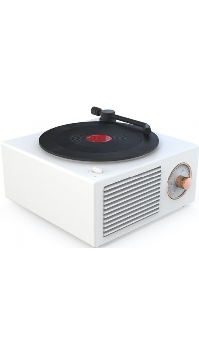 Enceinte vintage Bluetooth vinyle rétro tourne-disque - Blanc