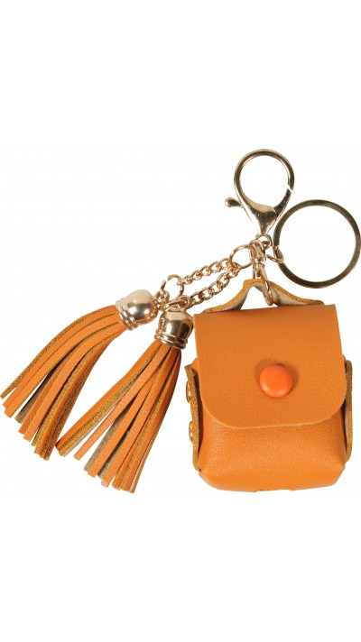 Etui cuir AirPods 1 / 2 - à Franges, Mini-sac à main avec Porte-clés - Orange