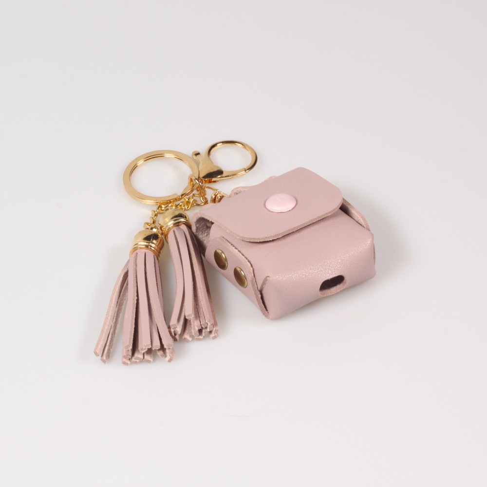 Etui cuir AirPods 1 / 2 - à Franges, Mini-sac à main avec Porte-clés - Rose clair