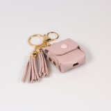 Etui cuir AirPods 1 / 2 - à Franges, Mini-sac à main avec Porte-clés - Rose clair