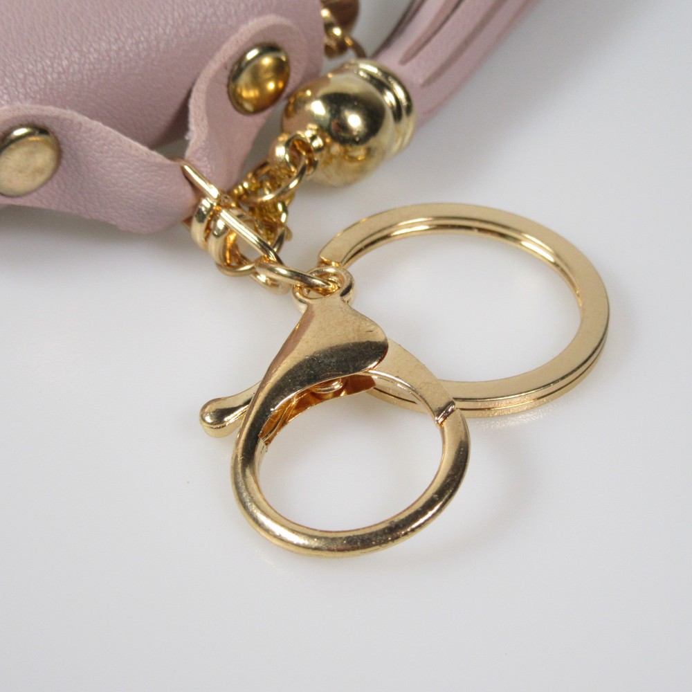 Etui cuir AirPods 1 / 2 - à Franges, Mini-sac à main avec Porte-clés - Rose clair