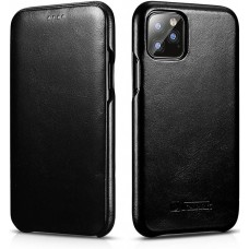 Lederhülle iPhone 11 Pro Max - ICARER mit Klappe - Schwarz