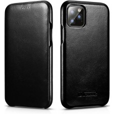 Etui cuir iPhone 11 Pro Max - ICARER avec rabat - Noir