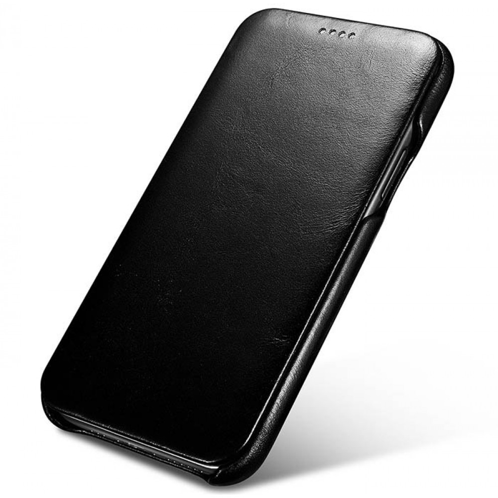 Lederhülle iPhone 11 Pro Max - ICARER mit Klappe - Schwarz