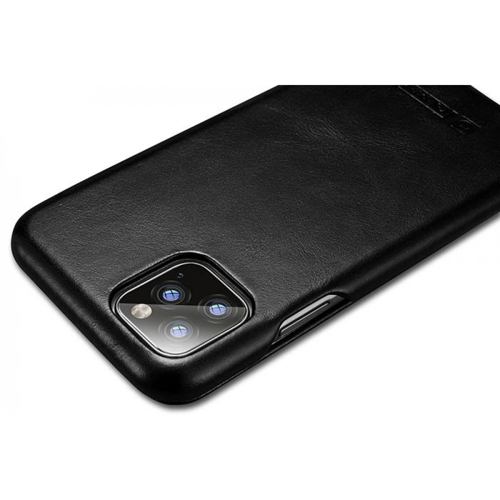 Etui cuir iPhone 11 - ICARER avec rabat - Noir