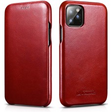 Etui cuir iPhone 11 - ICARER avec rabat - Rouge