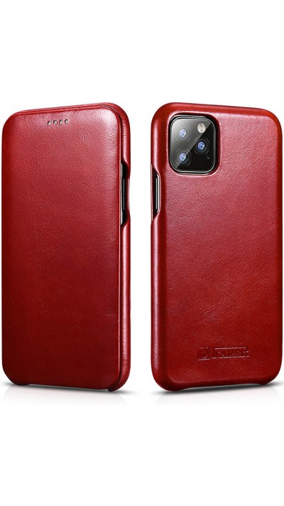 Etui cuir iPhone 11 - ICARER avec rabat - Rouge