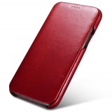 Etui cuir iPhone 11 Pro Max - ICARER avec rabat - Rouge