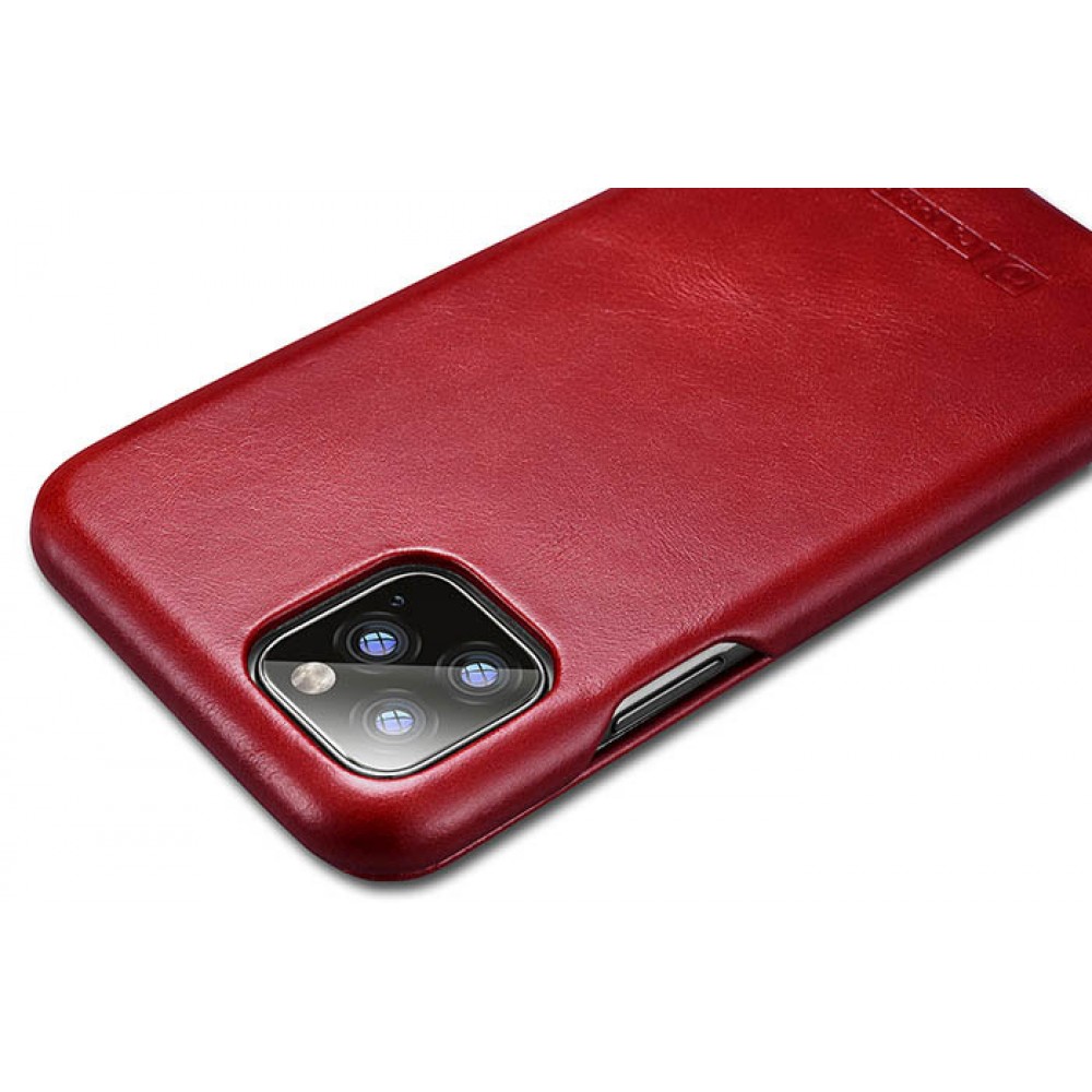 Etui cuir iPhone 11 Pro Max - ICARER avec rabat - Rouge