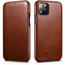 Etui cuir iPhone 11 - ICARER avec rabat brun foncé