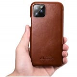 Etui cuir iPhone 11 Pro - ICARER avec rabat brun foncé
