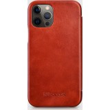 Lederhülle iPhone 12 Pro Max - ICARER mit Klappe - Rot