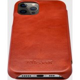 Etui cuir iPhone 12 Pro Max - ICARER avec rabat - Rouge