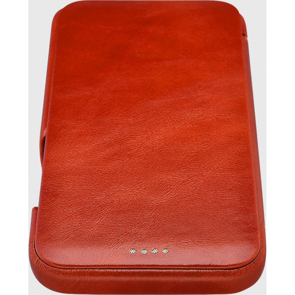 Etui cuir iPhone 12 Pro Max - ICARER avec rabat - Rouge