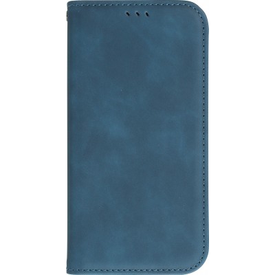 iPhone 16e Leder Tasche - Flip Wallet vintage mit Magnetverschluss und Kartenhalter - Blau