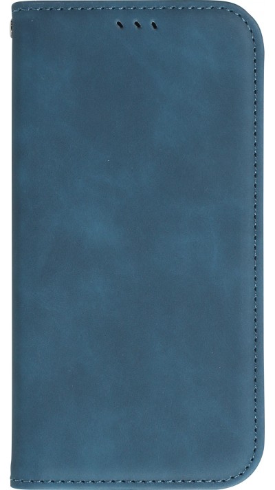 Etui cuir iPhone 14 Pro - Flip Wallet vintage avec fermeture aimantée et compartiment cartes - Bleu