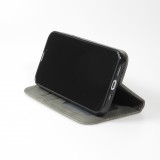 iPhone 15 Leder Tasche - Flip Wallet vintage mit Magnetverschluss und Kartenhalter - Grau