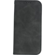 iPhone 14 Leder Tasche - Flip Wallet vintage mit Magnetverschluss und Kartenhalter - Schwarz