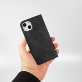 iPhone 12 / 12 Pro Leder Tasche - Flip Wallet vintage mit Magnetverschluss und Kartenhalter - Schwarz