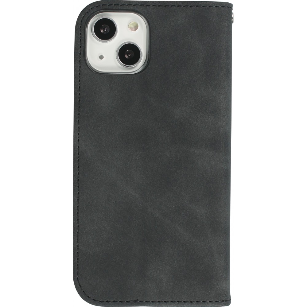 Etui cuir iPhone 11 - Flip Wallet vintage avec fermeture aimantée et compartiment cartes - Noir