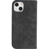 iPhone 14 Leder Tasche - Flip Wallet vintage mit Magnetverschluss und Kartenhalter - Schwarz