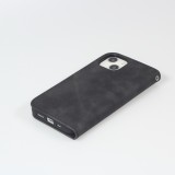 Etui cuir iPhone 11 - Flip Wallet vintage avec fermeture aimantée et compartiment cartes - Noir