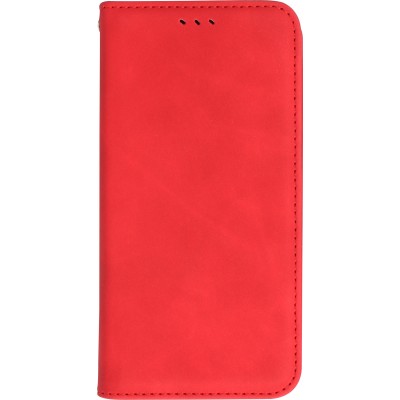 iPhone 15 Leder Tasche - Flip Wallet vintage mit Magnetverschluss und Kartenhalter - Rot