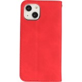 Etui cuir iPhone 13 - Flip Wallet vintage avec fermeture aimantée et compartiment cartes - Rouge