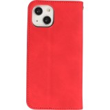 iPhone 15 Plus Leder Tasche - Flip Wallet vintage mit Magnetverschluss und Kartenhalter - Rot