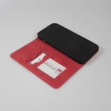 iPhone 13 Leder Tasche - Flip Wallet vintage mit Magnetverschluss und Kartenhalter - Rot