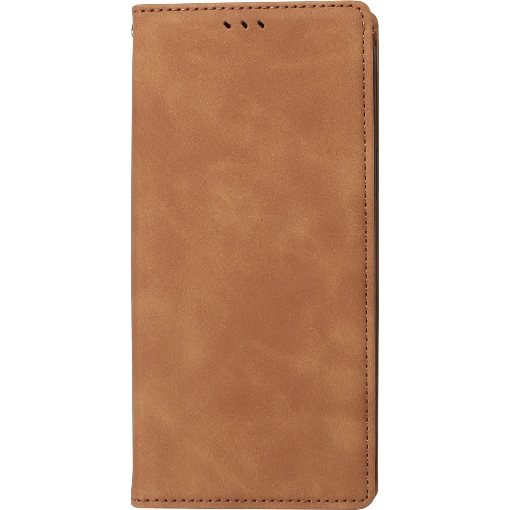 iPhone 13 Pro Leder Tasche - Flip Wallet vintage mit Magnetverschluss und Kartenhalter - Braun
