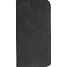 iPhone 16e Leder Tasche - Flip Wallet vintage mit Magnetverschluss und Kartenhalter - Schwarz