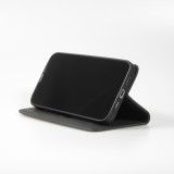 iPhone 16e Leder Tasche - Flip Wallet vintage mit Magnetverschluss und Kartenhalter - Schwarz