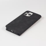 Etui cuir iPhone 15 Pro Max - Flip Wallet vintage avec fermeture aimantée et compartiment cartes - Noir