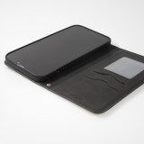 iPhone 16e Leder Tasche - Flip Wallet vintage mit Magnetverschluss und Kartenhalter - Schwarz
