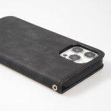 iPhone 16e Leder Tasche - Flip Wallet vintage mit Magnetverschluss und Kartenhalter - Schwarz