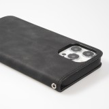 Etui cuir iPhone 15 Pro Max - Flip Wallet vintage avec fermeture aimantée et compartiment cartes - Noir