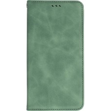 Etui cuir iPhone 13 Pro - Flip Wallet vintage avec fermeture aimantée et compartiment cartes - Vert foncé