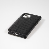 iPhone 14 Leder Tasche - Flip Wallet prestige Design - Schwarz