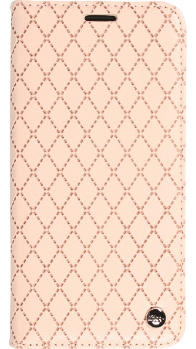 Etui cuir iPhone 14 Pro - Flip Wallet design prestige - Beige