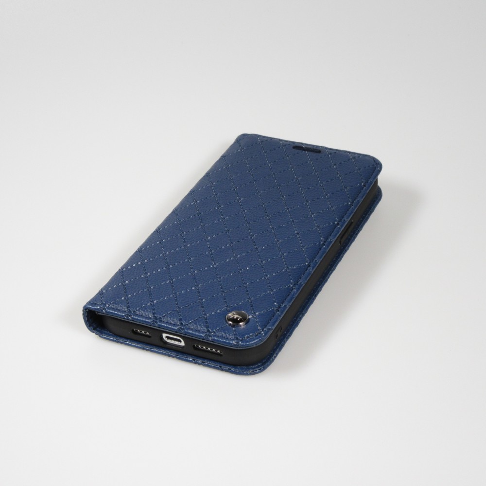 iPhone 14 Pro Max Leder Tasche - Flip Wallet prestige Design - Blau