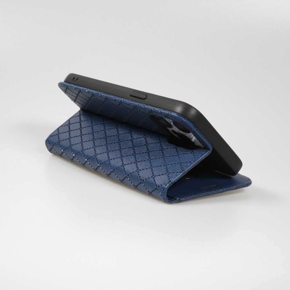 iPhone 14 Pro Max Leder Tasche - Flip Wallet prestige Design - Blau